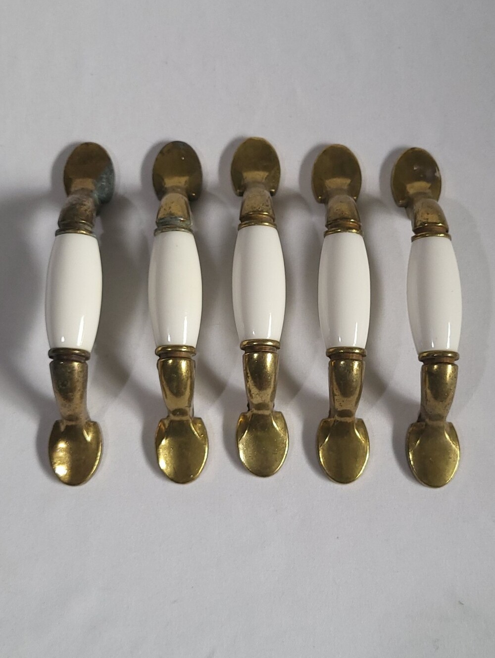Amerock Allison Vintage Cabinet Drawer Pulls Brass Porcelain Set Of 5